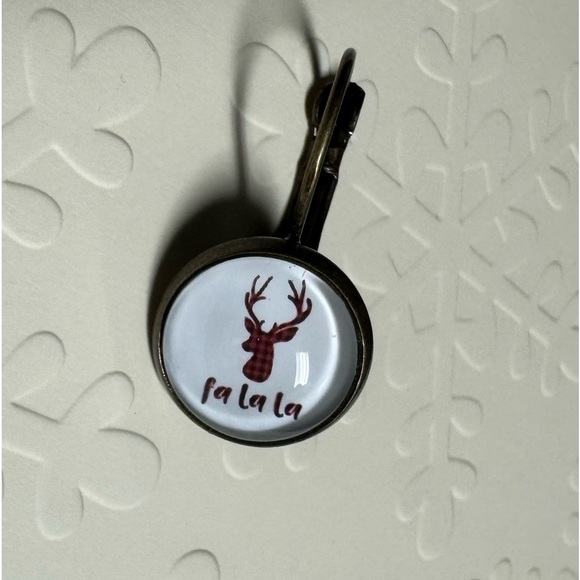 ❄️ SALE! BRAND NEW FA LA LA Holiday Leverback Earrings Antique Bronze & Glass - Picture 4 of 11